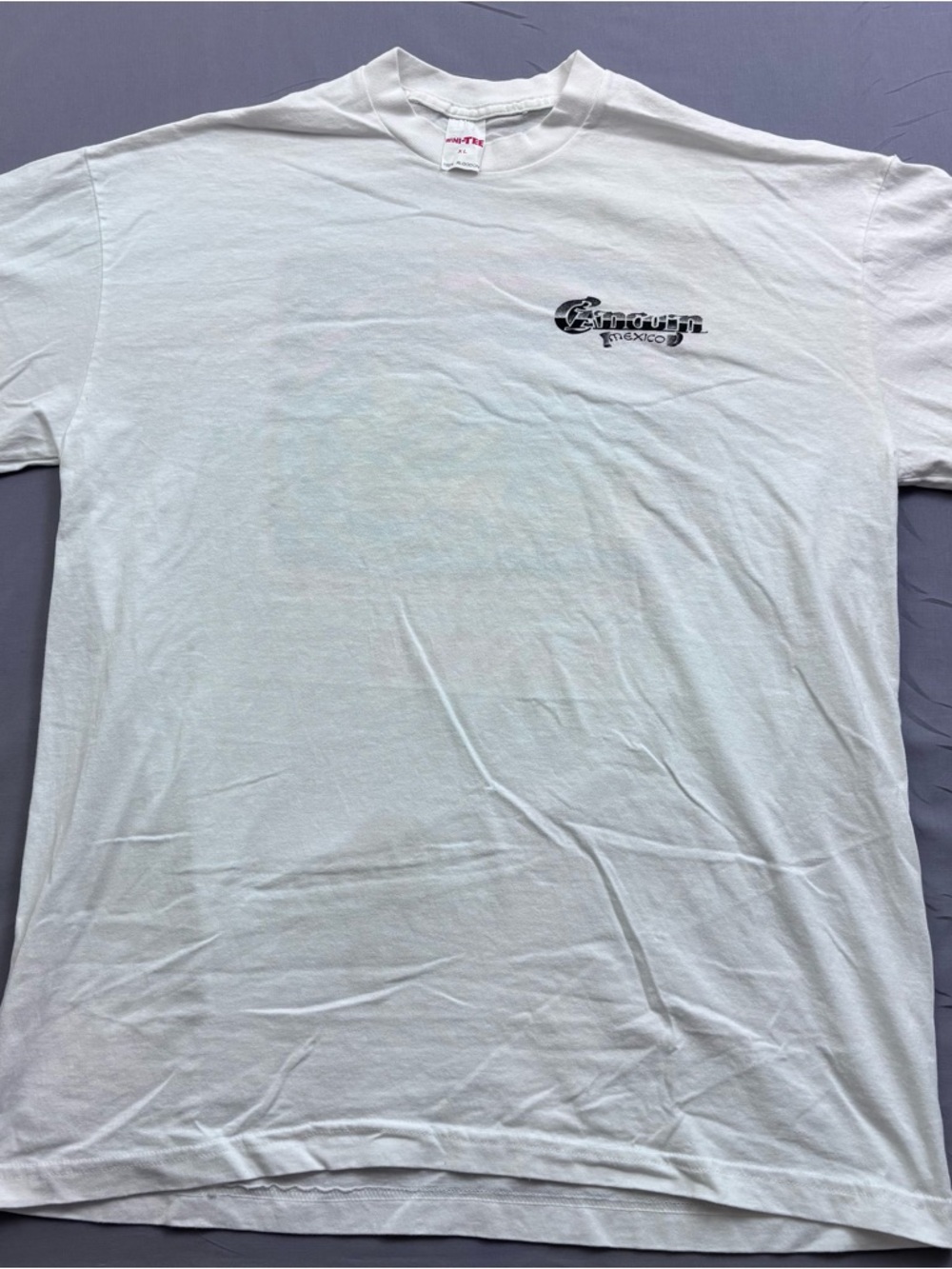 Vintage Infini-TEE White Cancun Mexico Graphic Men's T-Shirt XL Short Sleeve